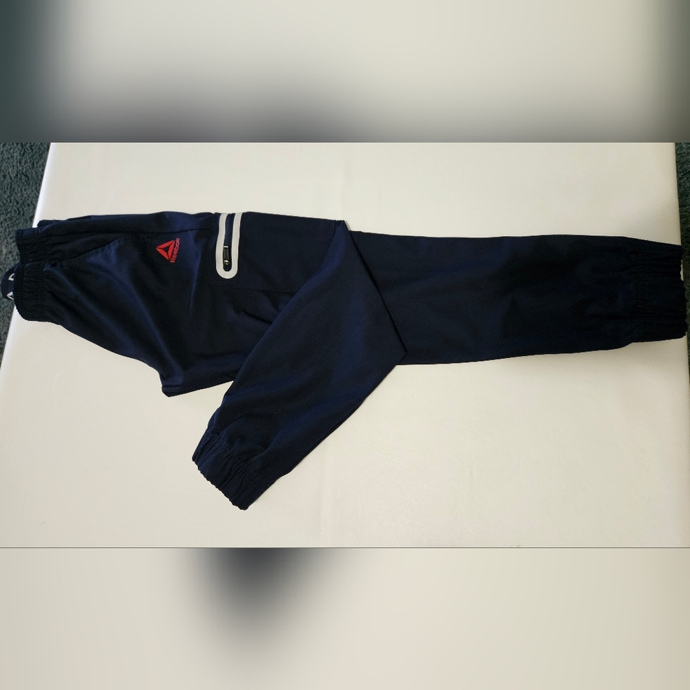 Reebok Navy Track Pants with Red Logo